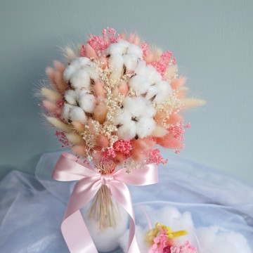 伊登花室 棉花滿天星兔尾 乾燥花新娘捧花