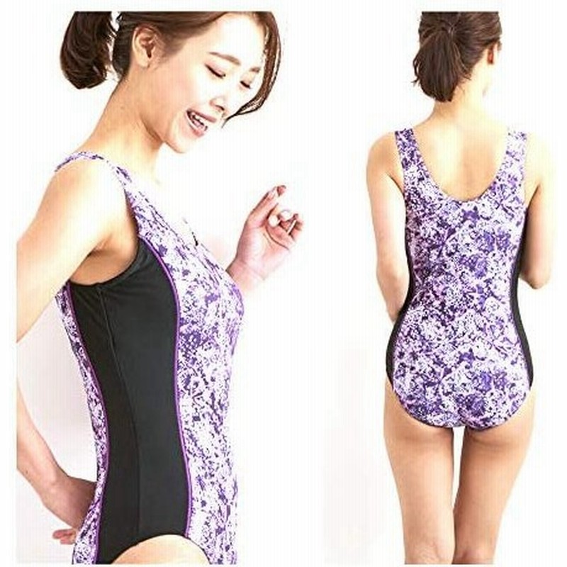 ラクア Laqua レディース フィットネス水着 ワンピース キャップ付き プリント柄 体型カバー Ft Onp ジフソフィリア 17ll 通販 Lineポイント最大0 5 Get Lineショッピング