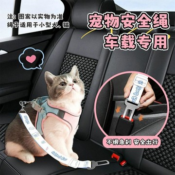 💕新款臻選+99免運🚚可愛小型犬寵物安全繩可調節車載專用貓咪防掙脫安全帶戶外長掛繩