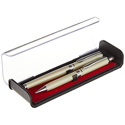 (Cream) Pentel Libretto Roller Gel Pen and Pencil Set with Gift Box, Pen