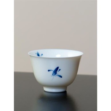 舍己宜物純手繪蘭花茶杯手工白瓷薄胎主人杯單杯家用品茗杯釉下彩