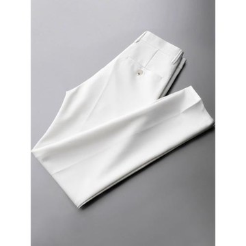 春季百搭垂感西褲男士直筒冰絲休閑褲子白色西裝抗皺輕薄九分長褲