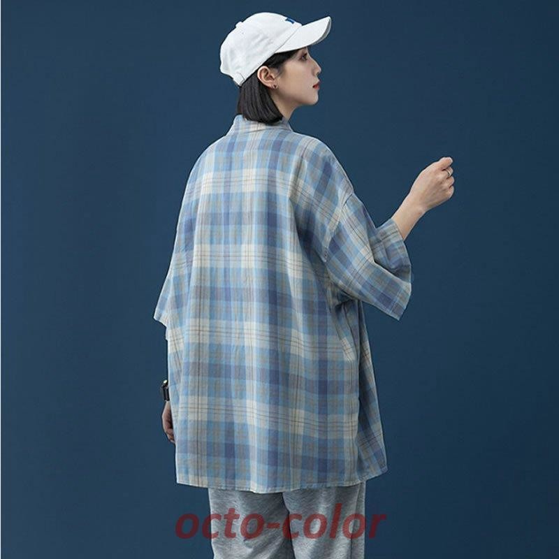 タイダイ チェック柄 シャツ 長袖 ユニセックス 韓国 2色 hr7876 韓国通販 dgo】ユニセックス チェック柄シャツジャケット