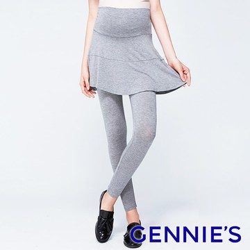 Gennies奇妮 柔感假兩件孕婦內搭褲(灰D4V01)