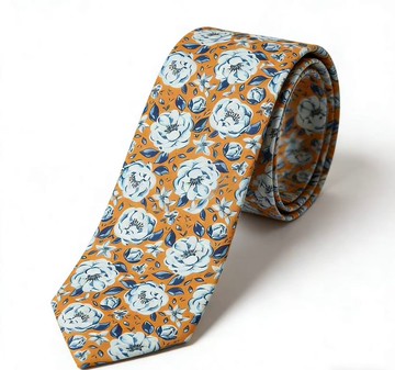 黄色花卉领带礼盒装雅痞穿搭休闲装