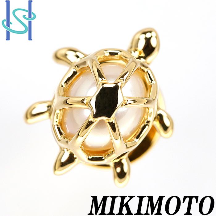 ミキモト MIKIMOTO ピンブローチ タートル 亀 モチーフ パール K18YG