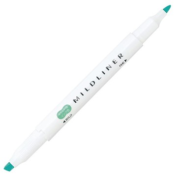 斑馬ZEBRA MILDLINER雙頭柔性螢光筆/WKT7-MBG/藍綠/圓尖+斜尖