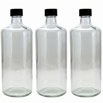 TSF720STD透明 酒瓶 焼酎瓶 720ml -3本セット- (黒ネジCAP)