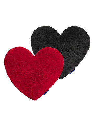 Plush Heart-Shaped Antibacterial Cushion [Red, Black]
