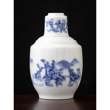 青花陶瓷溫酒壺家用中式燙酒壺暖酒器白酒黃酒加熱酒具酒杯半斤裝