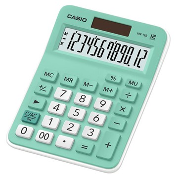 【CASIO】12位數雙電源設計計算機粉嫩新色-馬卡龍綠(MX-12B-GN)