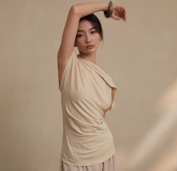 【天然棉】新中式復古 肌理感/露肩修身上衣