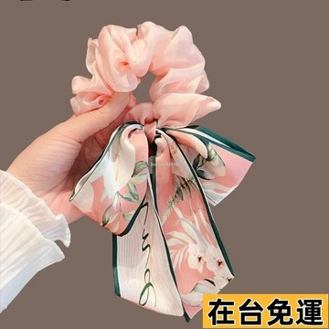🔥台灣發出🔥 【店鋪熱銷】蝴蝶結髮帶女2025新款飄帶頭繩大腸髮圈高級感紮頭髮皮筋髮飾髮繩 ZJZP