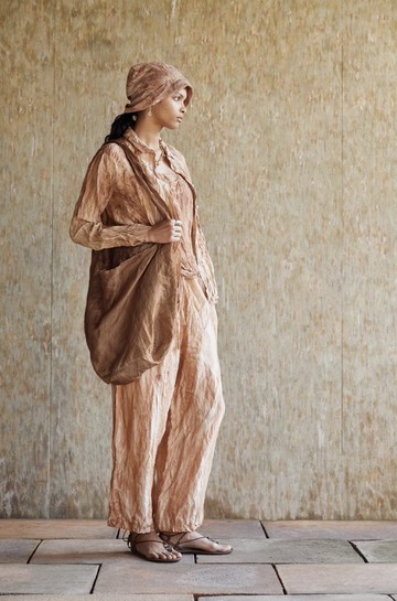 復古文青 桑蠶絲植物染單肩包 復古斜挎包