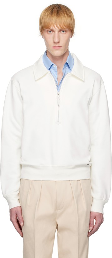 TOM FORD 灰白色 Cotton Cashmere Zip Rugby 夹克