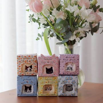 【Yourtableware】日本 貓咪 刺繡 無撚糸 小方巾 手帕