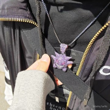 📿限時下殺📿滿鑽小噁魔耿鬼吊墜嘻哈項鏈男女情侶搞怪ins街頭帥氣高級配飾鏈