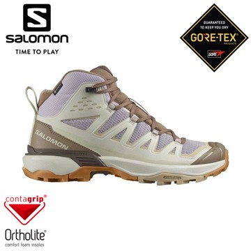 【SALOMON 索羅門 女 X ULTRA 360 EDGE GTX 中筒登山鞋《紫/白/棕》】L47462800/健行鞋