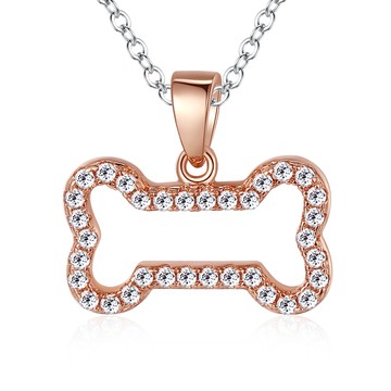 925純銀項鍊．骨頭．八心八箭．玫瑰金