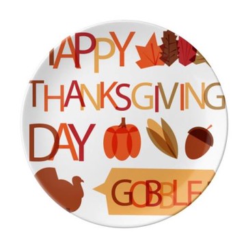 快樂感恩節南瓜火雞陶瓷餐盤子8寸月光盤餐具家居禮物