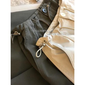 喜歡的飆淚啊啊啊！！日單工廠，戶外運動感抽繩工裝寬松休閑褲女