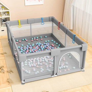 【寶寶市集】升級加厚 遊戲圍欄 安全圍欄 嬰兒圍欄 兒童圍欄 安全門欄 120x120  - 灰色