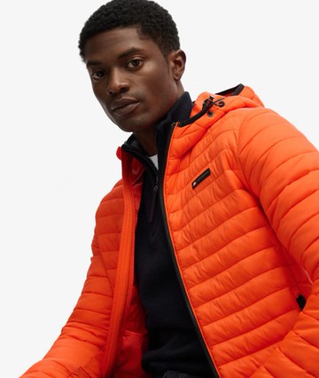 Superdry Men's Hooded Fuji Lite Jacket Orange Size: L