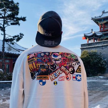 ICEVALLEY日系復古潮牌衛衣男女款情侶裝寬松嘻哈動漫卡通男外套