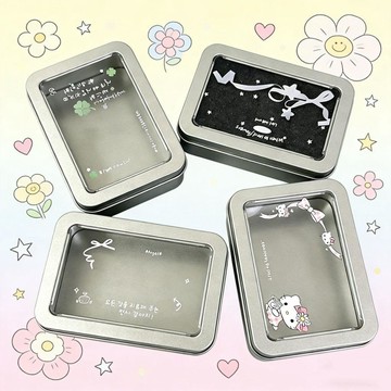 🥇隔日達出💎ins韓系蝴蝶結星星耳釘收納開窗鐵盒簡約小卡盒高顏值防塵收納盒