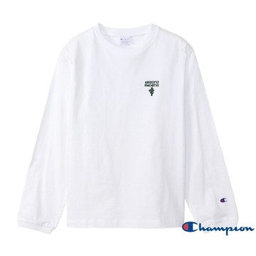 Champion Women刺繡地名長袖Tee(白色)