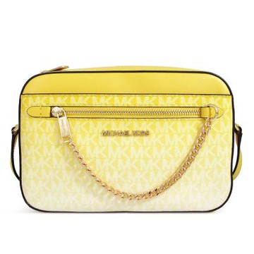MICHAEL KORS Jet Set Item 金字Logo防刮漸層金鏈妝點斜背方包(雛菊黃)