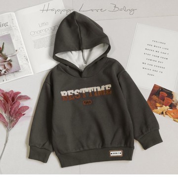 厚款 雙色英文毛線厚磅寶寶絨連帽上衣 秋冬 男童上衣 男童長袖 男童棉T 男童T恤 刷毛上衣