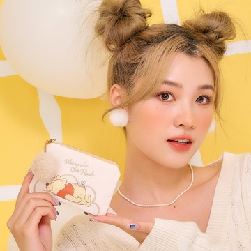 【DISNEY】小熊維尼棉花糖-票卡零錢包-米 PTD23-D7-21BG