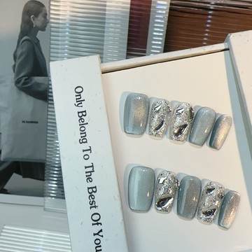 ✨Hannah✨純手工穿戴甲貓眼爆閃清新日常顯白純慾風穿戴甲美甲片可拆卸高級精緻穿戴甲 IT61