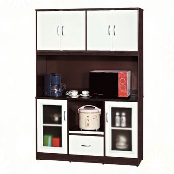 文創集-南亞塑鋼     山亞 南亞塑鋼4.4尺六開門單抽拉盤高電器櫃/餐櫃/收納櫃組合-132.7x40.8x191.2cm免組