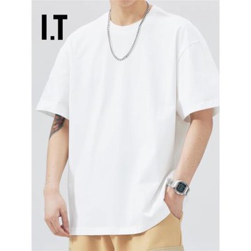 香港潮牌重磅250g夏季短袖t恤男美式寬松大碼純色純棉純白打底短t