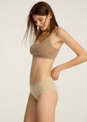 XXL 秘密花園．緊帶高腰三角內褲(芝麻棕-蜜蜂緊帶)