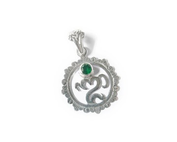 ✼Silver925✼ 實現戀愛願望的寶石・Emerald ༺ 調整波動連結宇宙 OM 墜飾 •☆• 瑜珈・冥想・Pendulum ༻