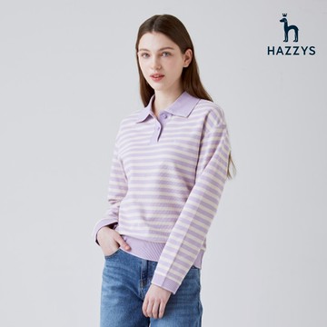 【HAZZYS】女款淺紫色柔軟舒適親膚百搭圓領衫 YDUEA110