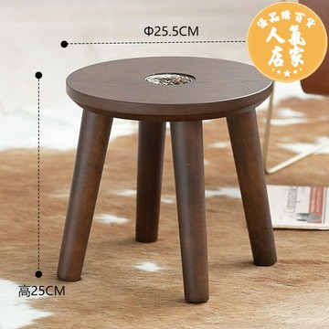 實木換鞋凳 那瀾多好美式復古家用客廳圓凳子茶几凳實木矮凳小板凳玄關換鞋凳