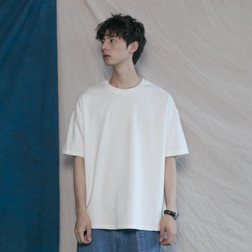 韓版純色基礎款百搭圓領純棉T恤衫潮人男女寬松BF簡約打底短袖tee