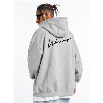 WASSUP手寫LOGO印花拉鏈衛衣男女秋冬潮牌純棉寬松連帽外套情侶款