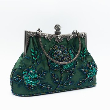 經典時尚珠繡包手提晚宴包串珠手提包復古民族風女包手工藝旗袍包