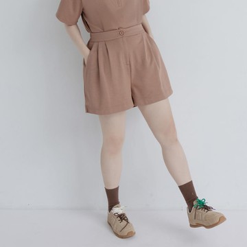 夏日多色打褶後鬆緊短褲 中大尺碼褲子