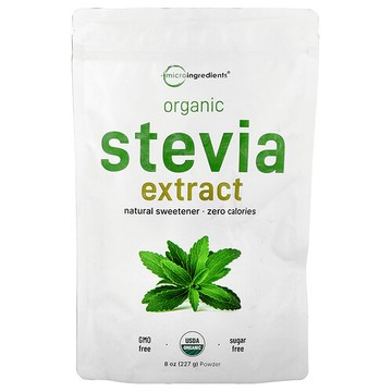 Micro Ingredients, 有機甜葉菊提取物，8 盎司（227 克）