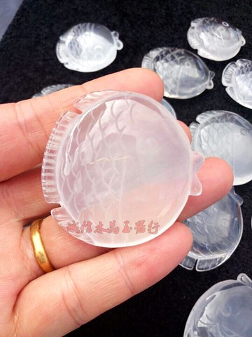 天然白水晶魚吊墜  助學業 男女款超可愛禮品1入