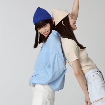 毛線帽【ISW】悉心界短版尖頂毛線帽-藍色 (三色可選)