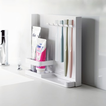 日本【YAMAZAKI】tower可隱藏立式牙刷收納架(白)