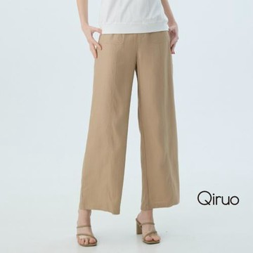 【Qiruo 奇若】春夏專櫃精品棉卡色寬版長褲2535C 休閒好穿