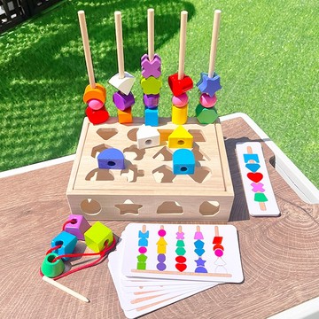 早教玩具 益智積木 套柱智力盒 套柱玩具 智力盒玩具 串珠玩具 形狀認知玩具 積木玩具 配對智力盒 拼插積木 蒙特梭利教